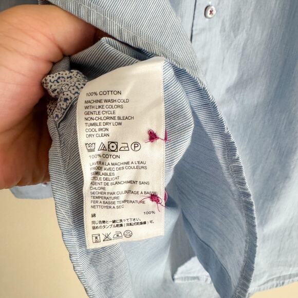 Tommy Bahama Blue + White Striped Collared Button Up - Large - Picture 6 of 8